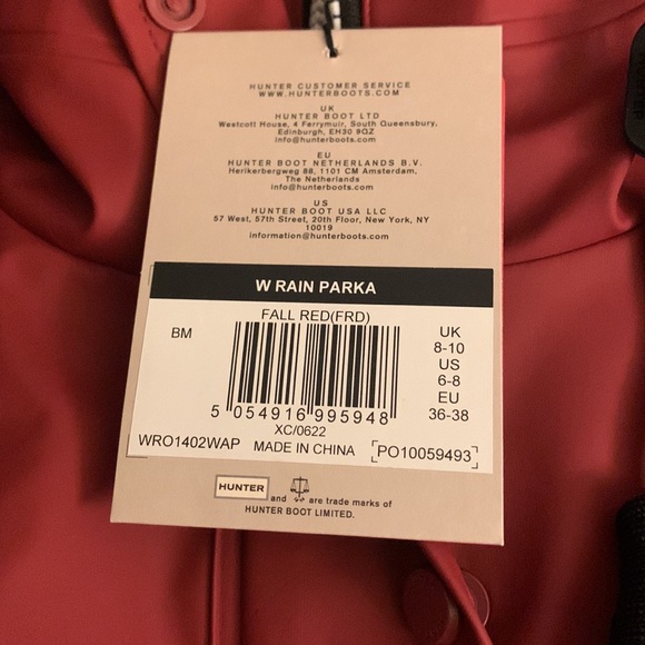 Hunter Womens Rain Parka Fall Red Small (6-8 US) - Picture 7 of 8